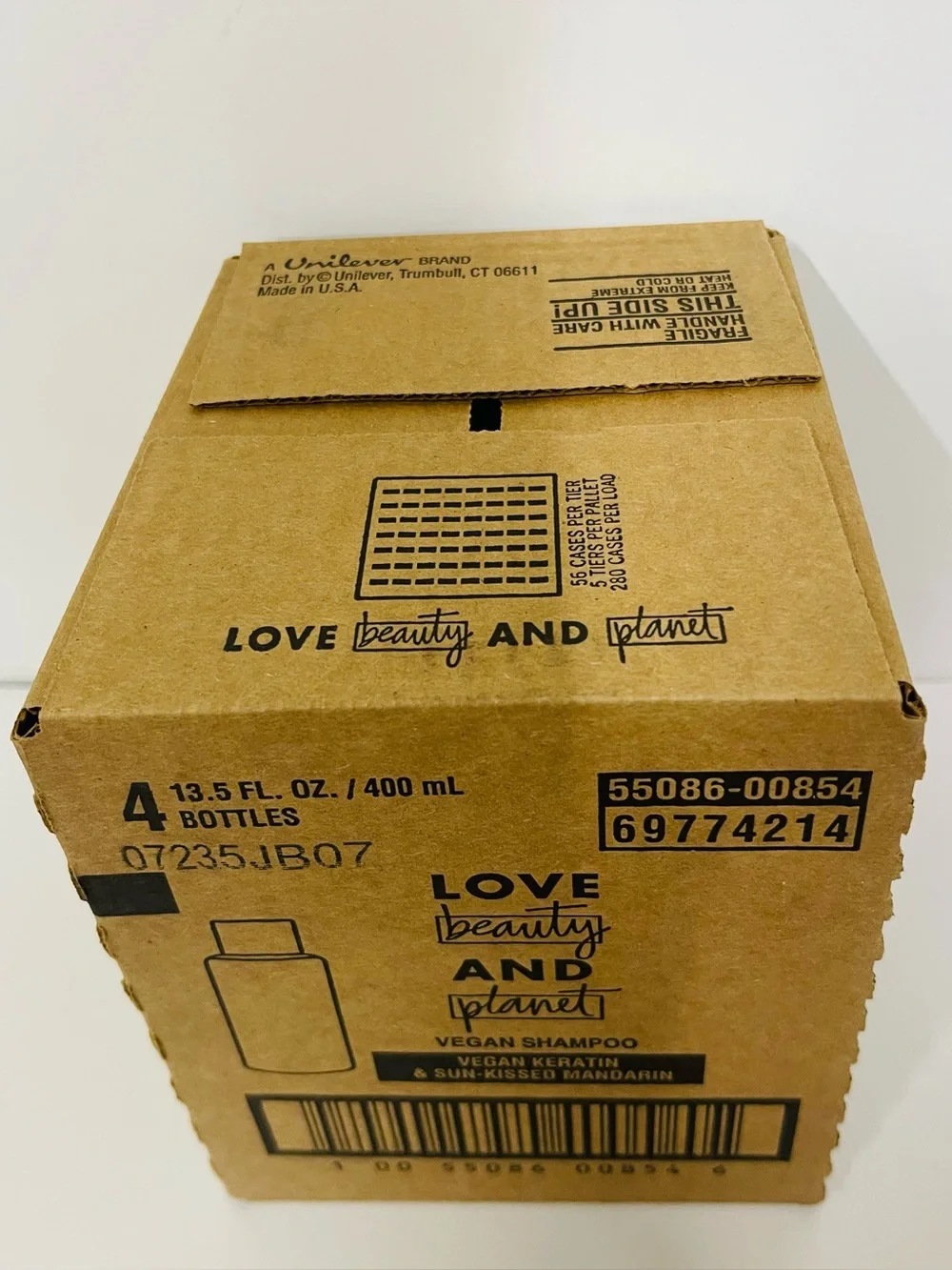Love Beauty & Planet Shampoo Vegan 5 In 1 Keratin & Sun-kissed Mandarin 13.5ozX4